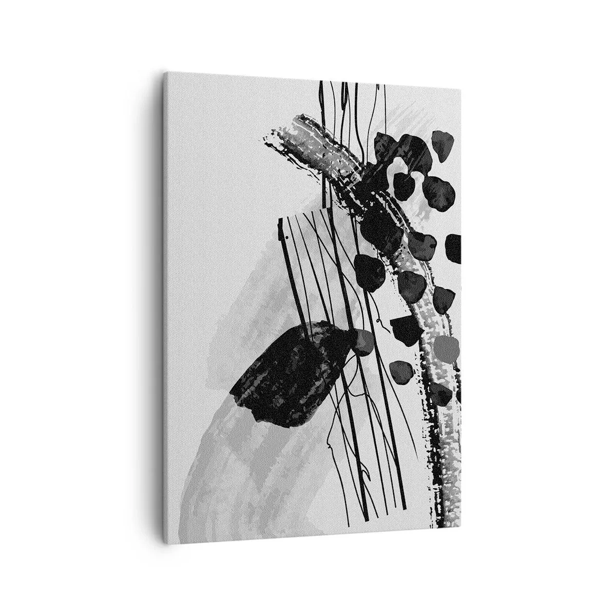 Cuadro sobre lienzo - Impresión de Imagen - Composición abstracta en blanco y negro con formas orgánicas. - 50x70cm - Abstracción orgánica en blanco y negro - Decoración de pared moderna para salón y dormitorio ARTTOR