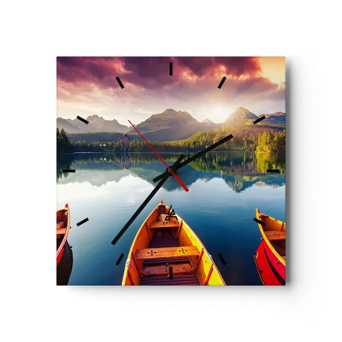 Reloj de pared - Reloj de vidrio - Frente a la naturaleza - 40x40 cm