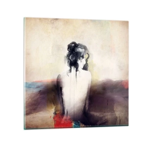 Cuadro sobre vidrio - Impresiones sobre Vidrio - Líneas suaves, formas ovaladas - 70x70 cm