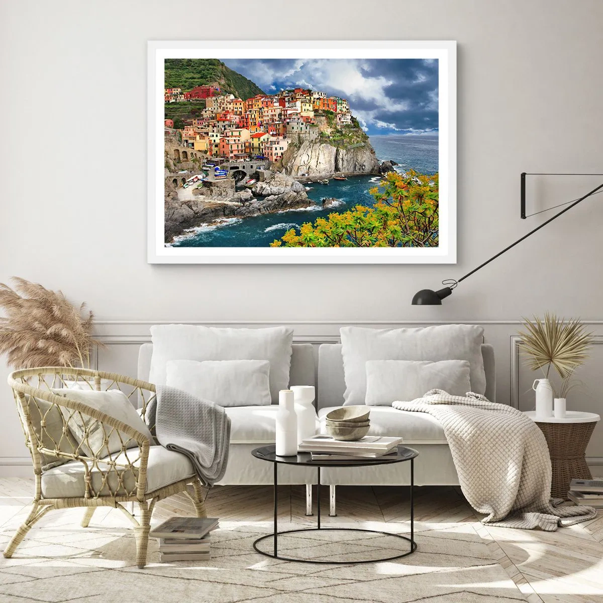 Póster en marco blanco - En el acantilado - 100x70 cm