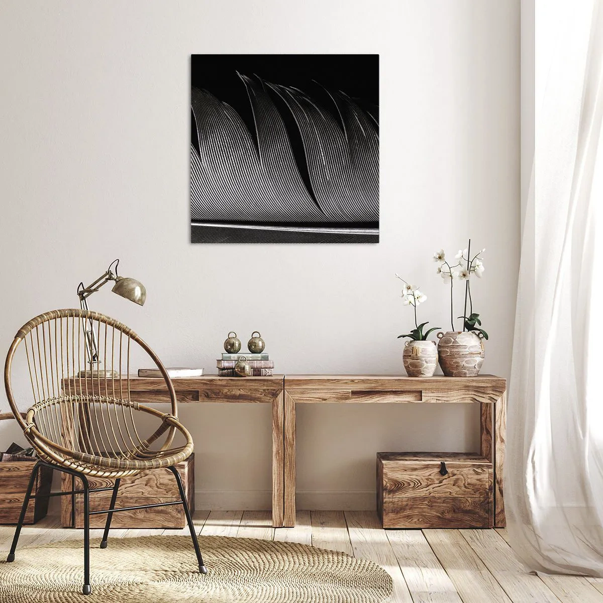 Cuadro sobre lienzo - Impresión de Imagen - Pluma - una construcción maravillosa - 30x30 cm