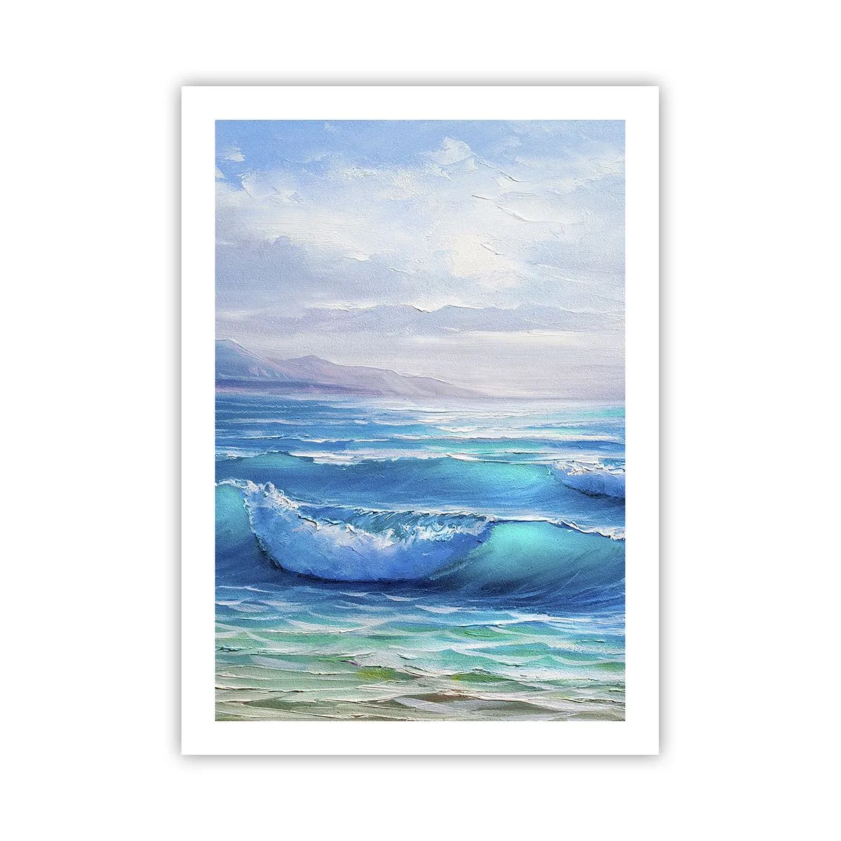 Póster - Olas del mar contra el cielo azul - 50x70cm - Trae consuelo - Decoración de pared moderna para salón y dormitorio ARTTOR