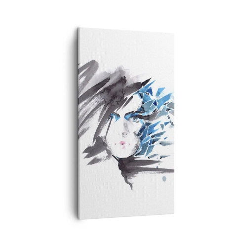 Cuadro sobre lienzo - Impresión de Imagen - Un sensual retrato en gris y azul - 45x80 cm