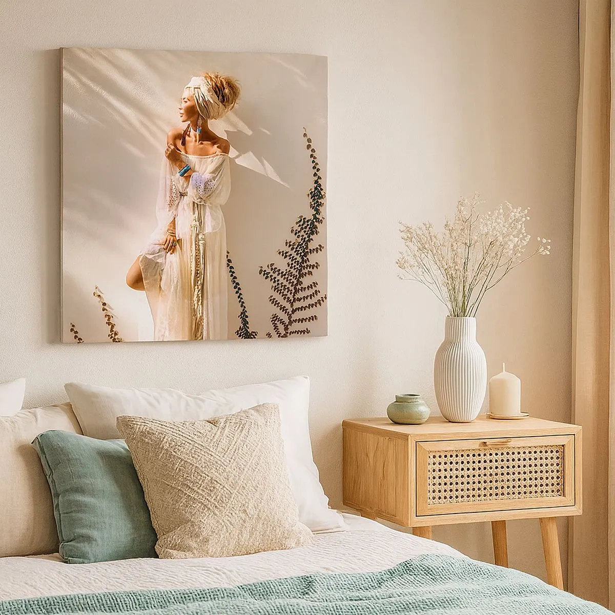 Cuadro sobre lienzo - Impresión de Imagen - El sol y la joven - 30x30 cm