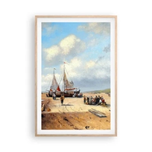 Póster en marco roble claro - Después de una pesca exitosa - 61x91 cm