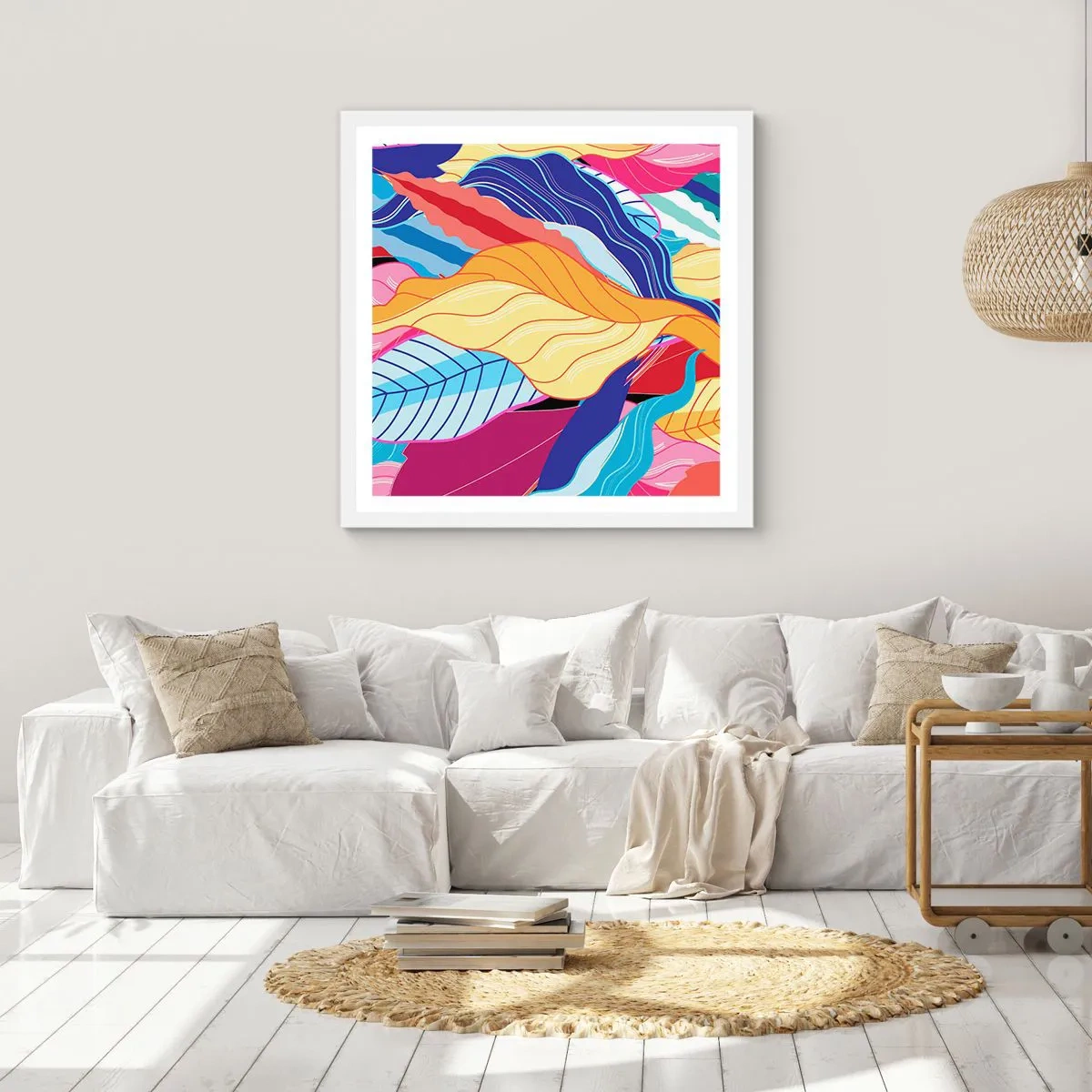 Póster en marco blanco - Desorden colorido - 50x50 cm