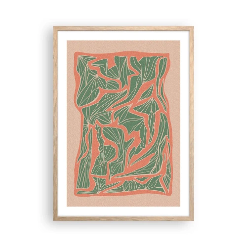 Póster en marco roble claro - Lucha entre el coral y el verde - 50x70 cm