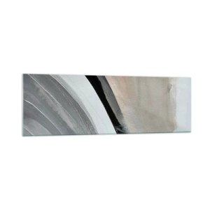 Cuadro sobre vidrio - Impresiones sobre Vidrio - Arco abstracto en tonos negro, gris y beige. - 160x50cm - Composición: un arco negro y gris - Decoración de pared moderna para salón y dormitorio ARTTOR
