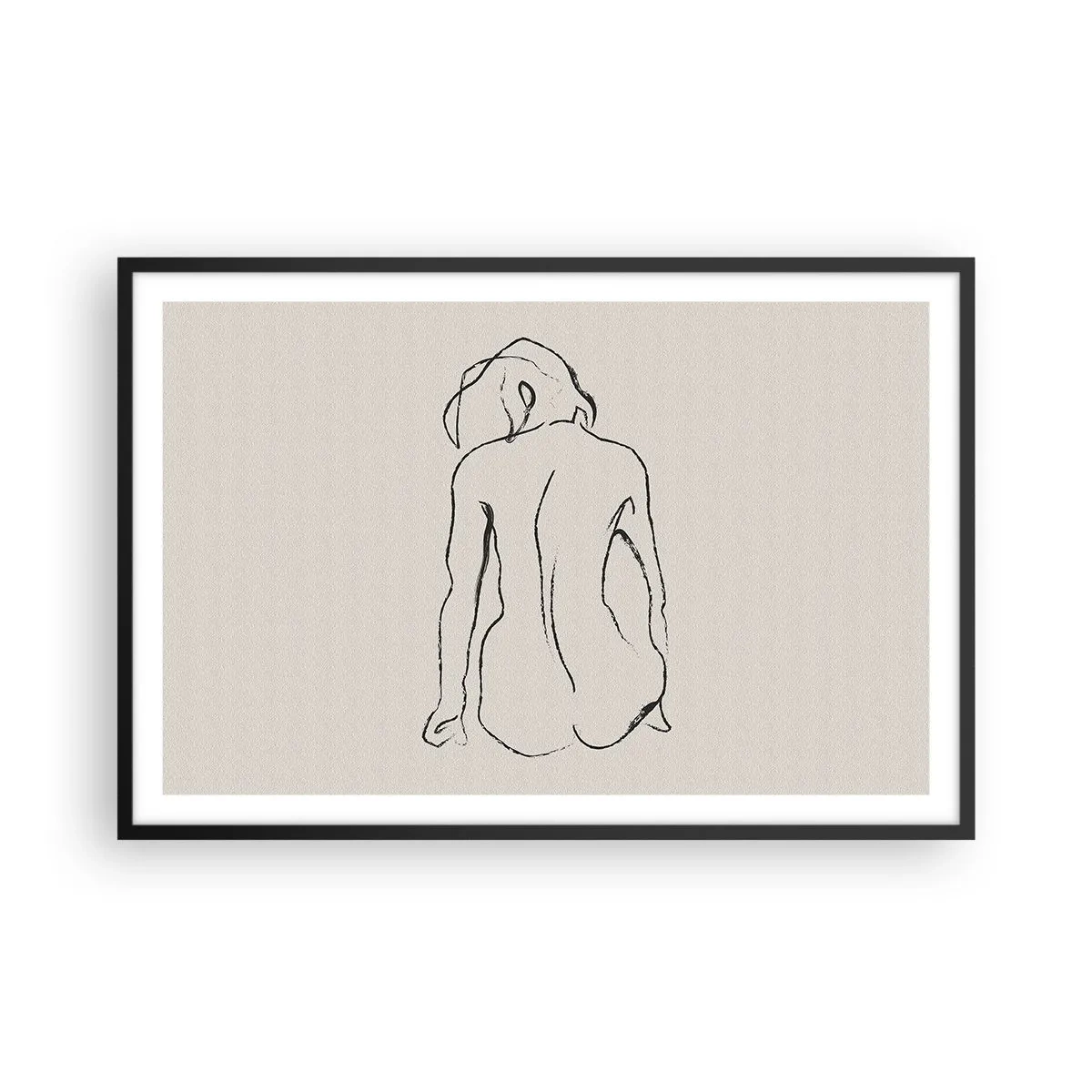 Póster en marco negro - Esbozos de una espalada - 91x61 cm