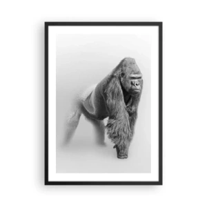 Póster en marco negro - Retrato de un gorila sobre un fondo minimalista. - 50x70cm - Confiando en su fuerza - Decoración de pared moderna para salón y dormitorio ARTTOR