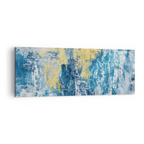 Cuadro sobre lienzo - Impresión de Imagen - Abstracción en tonos azules y amarillos - 140x50cm - Una abstracción serena - Decoración de pared moderna para salón y dormitorio ARTTOR