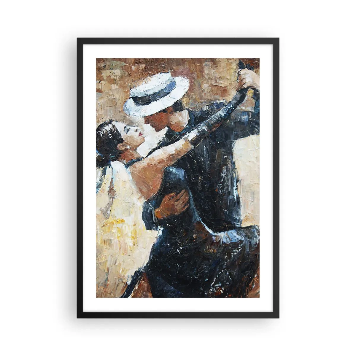 Póster en marco negro - Bailarines en una elegante pose artística. - 50x70cm - Estilo Rudolf Valentino - Decoración de pared moderna para salón y dormitorio ARTTOR