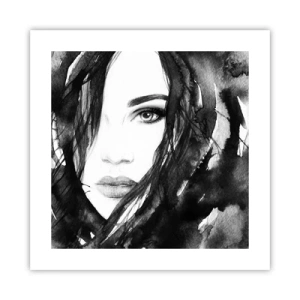 Póster - Retrato de una dama en blanco y negro - 40x40 cm