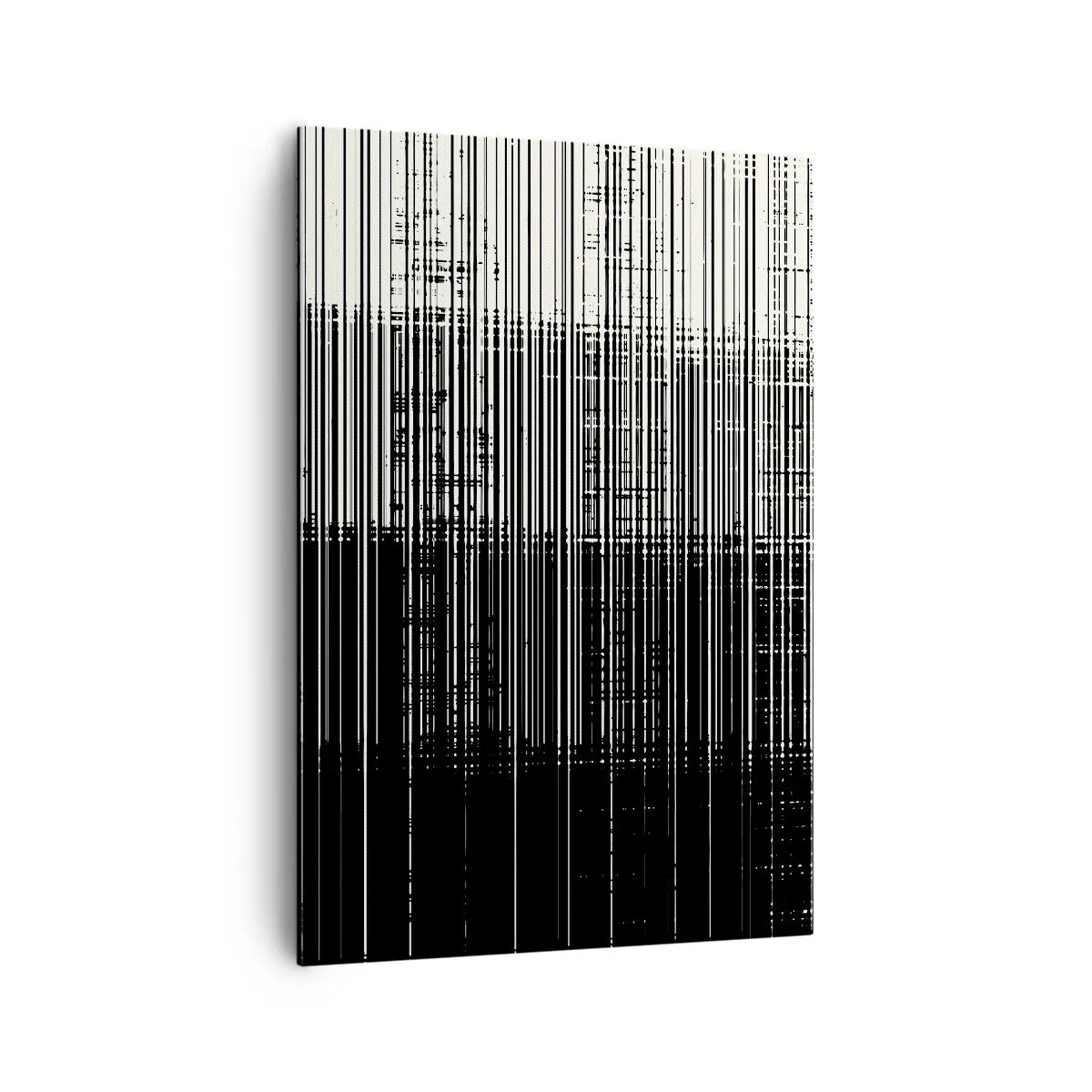 Cuadro sobre lienzo - Impresión de Imagen - Composición abstracta de líneas en blanco y negro contrastantes. - 70x100cm - Ondas y vibraciones - Decoración de pared moderna para salón y dormitorio ARTTOR