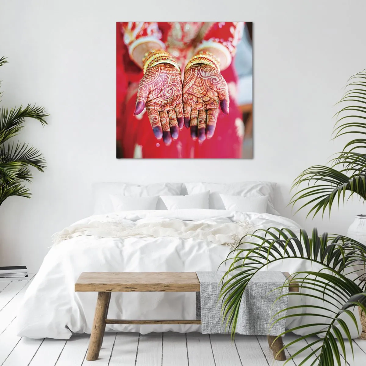 Cuadro sobre lienzo - Impresión de Imagen - Ritual con las manos - 40x40 cm