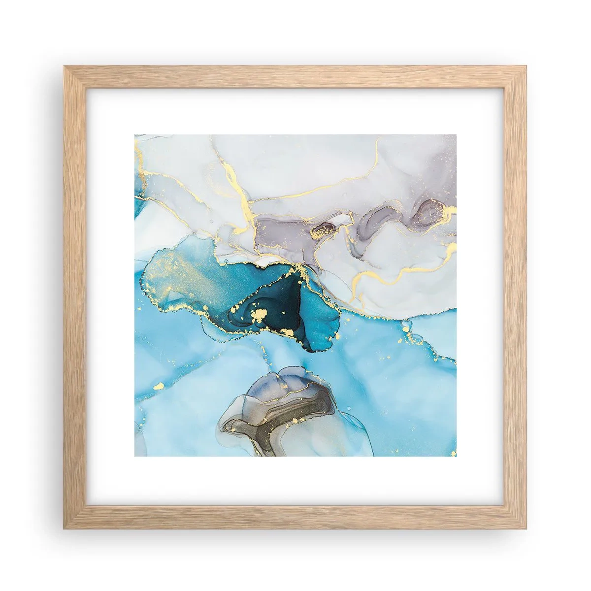 Póster en marco roble claro - Un estudio del encuentro entre el gris y el turquesa - 30x30 cm
