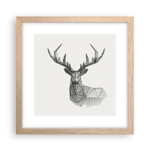 Póster en marco roble claro - Ciervo en estilo cubista - 30x30 cm