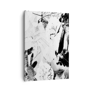 Cuadro sobre lienzo - Impresión de Imagen - Flores abstractas en blanco y negro en un estilo minimalista. - 50x70cm - Otoño en negativo - Decoración de pared moderna para salón y dormitorio ARTTOR