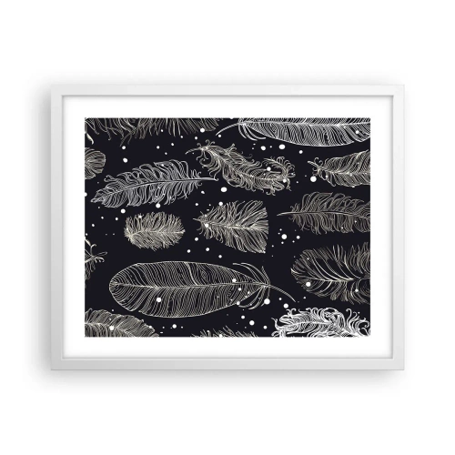Póster en marco blanco - Encaje de plumas - 50x40 cm