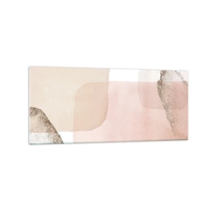 Cuadro sobre vidrio - Impresiones sobre Vidrio - Manchas pastel con elementos dorados - 120x50cm - Una mirada a través del color - Decoración de pared moderna para salón y dormitorio ARTTOR