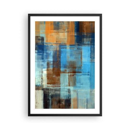 Póster en marco negro - Patrones geométricos abstractos en tonos azules - 50x70cm - A través del velo azul - Decoración de pared moderna para salón y dormitorio ARTTOR