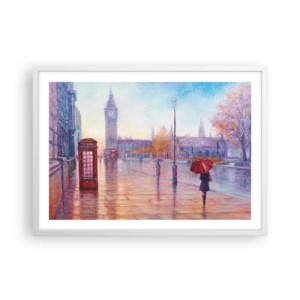 Póster en marco blanco - Un día de otoño en Londres - 70x50 cm