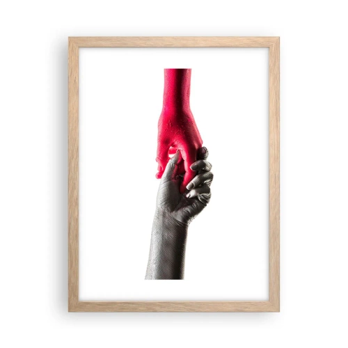 Póster en marco roble claro - Juntos, aunque diferentes - 30x40 cm