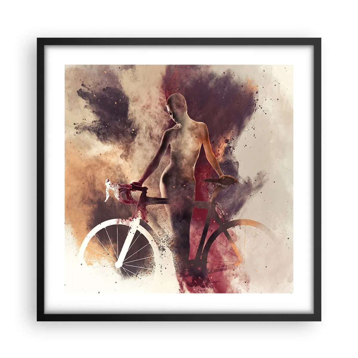 Póster en marco negro - En las formas de mármol un alma ciclista - 50x50 cm