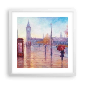 Póster en marco blanco - Un día de otoño en Londres - 40x40 cm