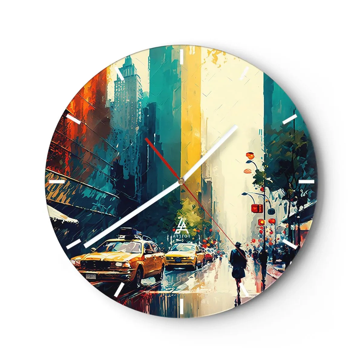 Reloj de pared - Reloj de vidrio - Nueva York - hasta la lluvia es colorida - 30x30 cm