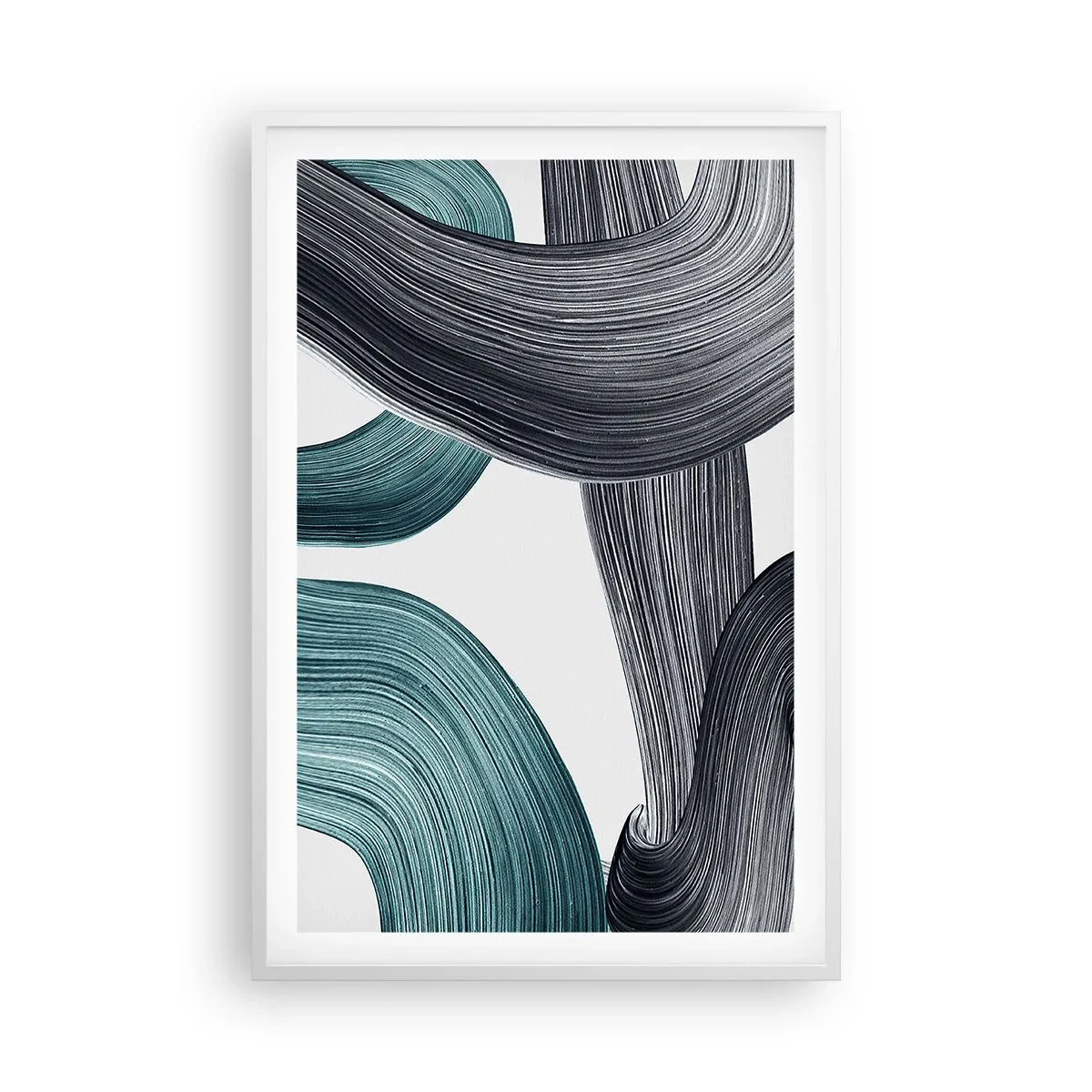 Póster en marco blanco - Senderos esmeralda y negro - 61x91 cm