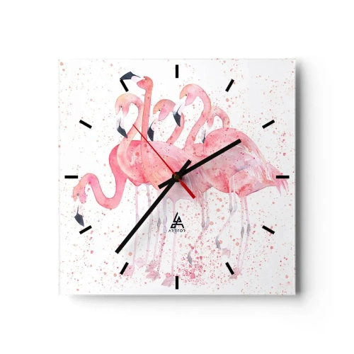 Reloj de pared - Reloj de vidrio - Asamblea rosa - 40x40 cm