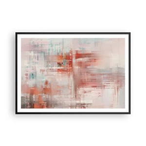 Póster en marco negro - Una composición abstracta con tonos rojos y colores pastel. - 100x70cm - Niebla rosa - Decoración de pared moderna para salón y dormitorio ARTTOR