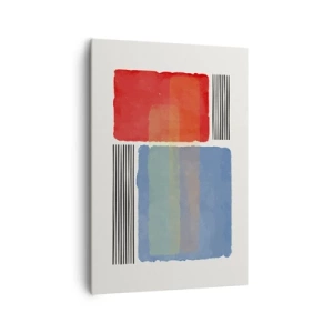 Cuadro sobre lienzo - Impresión de Imagen - Composición geométrica con bloques y líneas de colores. - 70x100cm - Espíritu y alma de la geometría - Decoración de pared moderna para salón y dormitorio ARTTOR