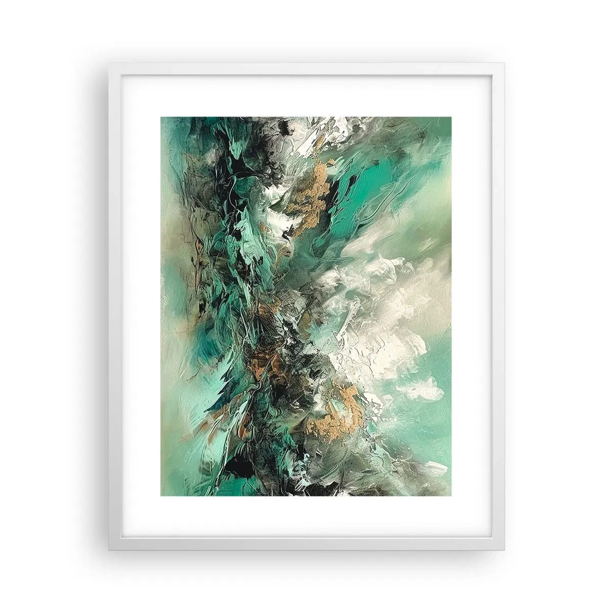 Póster en marco blanco - Hervor negro esmeralda - 40x50 cm