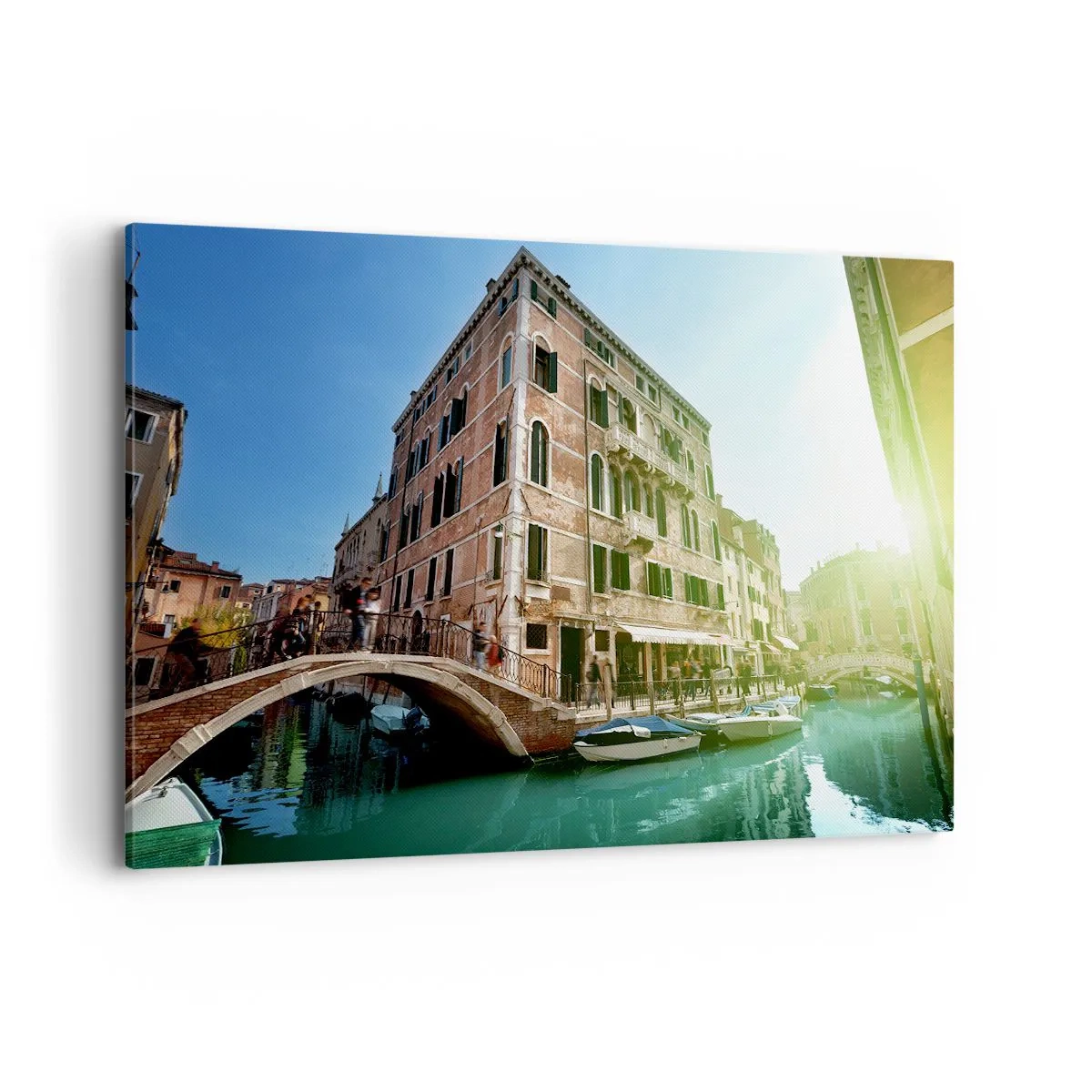 Cuadro sobre lienzo - Impresión de Imagen - Puente y canal de Venecia con arquitectura histórica - 120x80cm - Venecia - Amore Mio - Decoración de pared moderna para salón y dormitorio ARTTOR