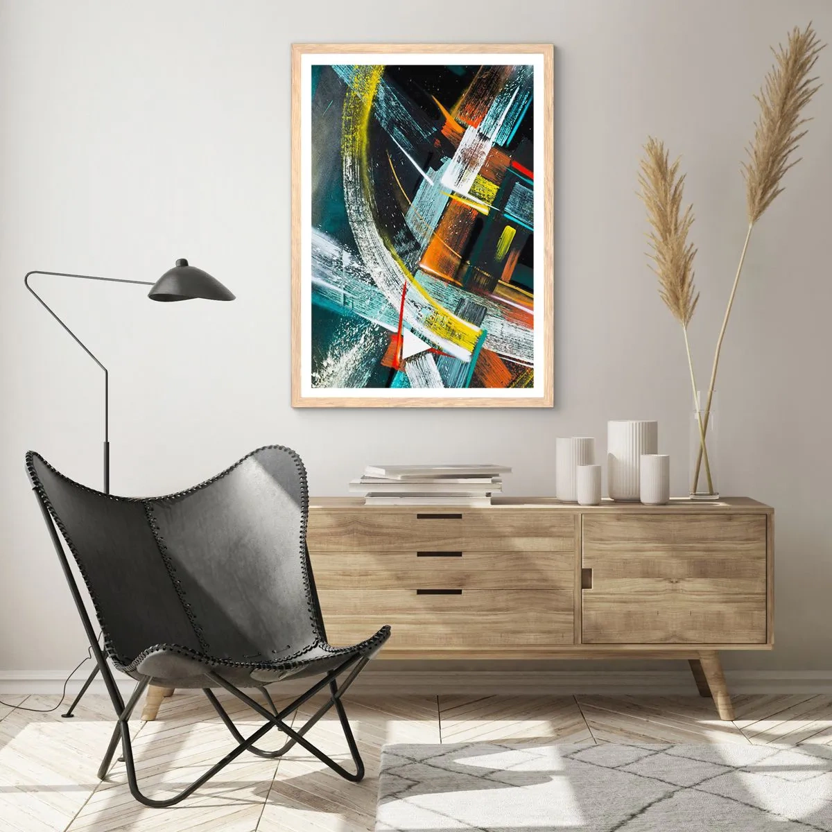 Póster en marco roble claro - La energía del movimiento - 61x91 cm