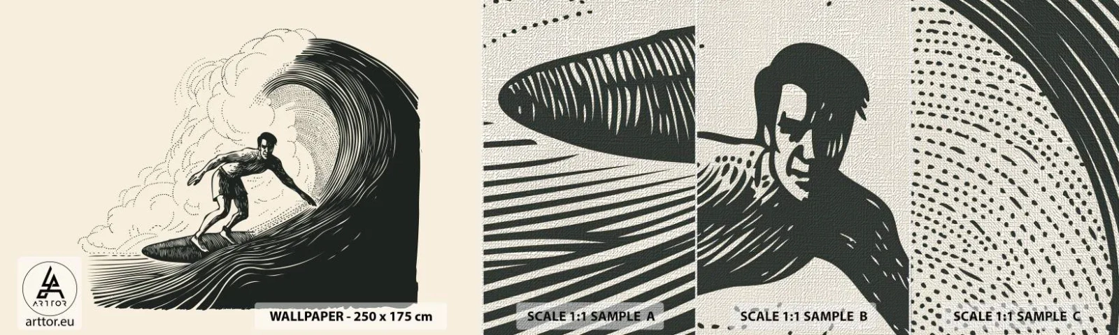 Muestra de fotomural Premium Canvas - Rey de la ola - Ola, Surf, Deporte - 100x30 cm