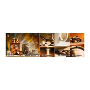 Muestra de fotomural autoadhesivo Deluxe Sticker - El crujido de los granos, el ruido del molino - Gastronomía, Café, molinillo de cafe - 100x30 cm