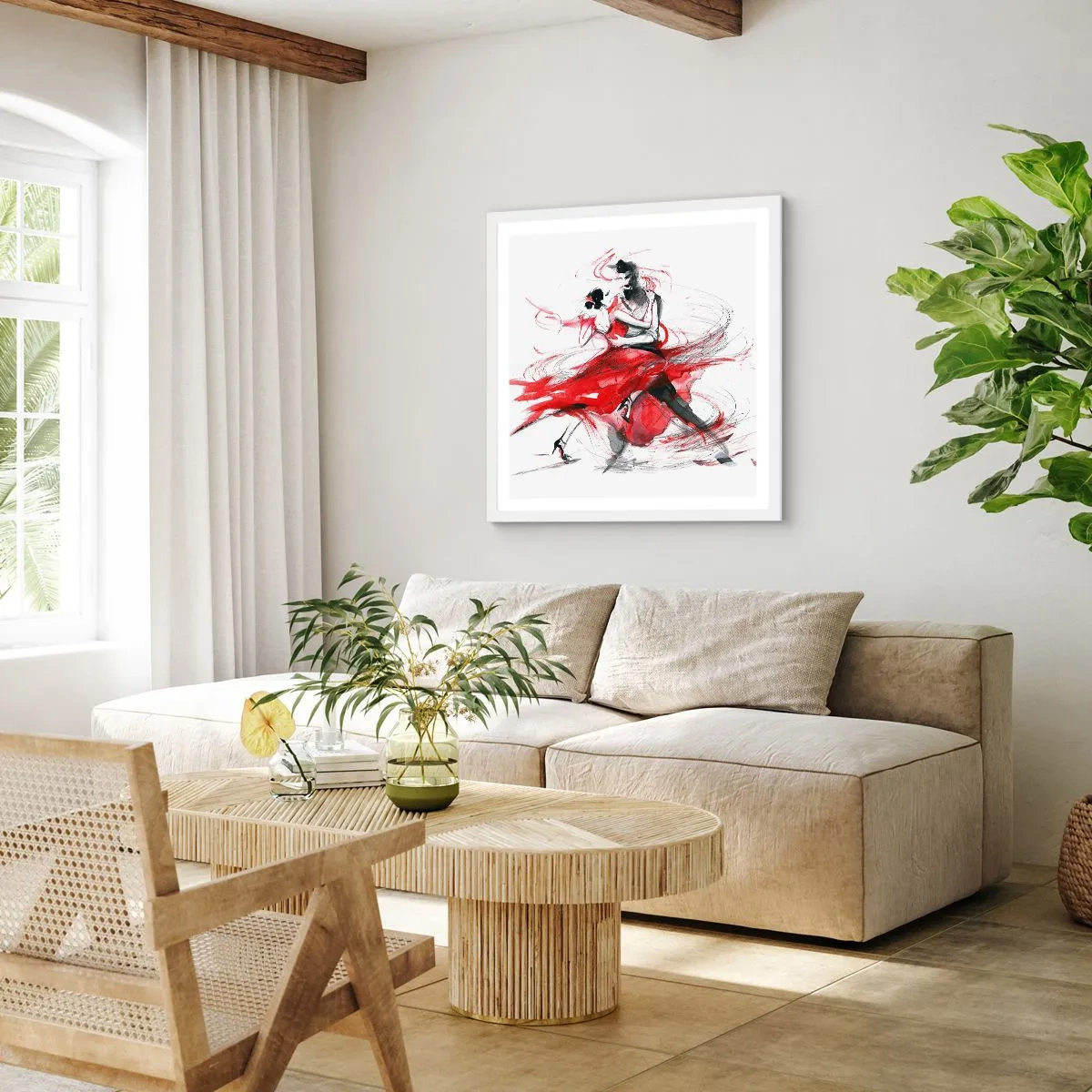 Póster en marco blanco - El tango: el ritmo de la pasión - 30x30 cm