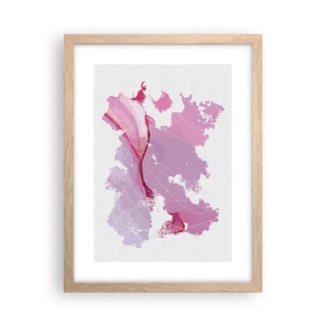 Póster en marco roble claro - Mapa de un mundo rosa - 30x40 cm