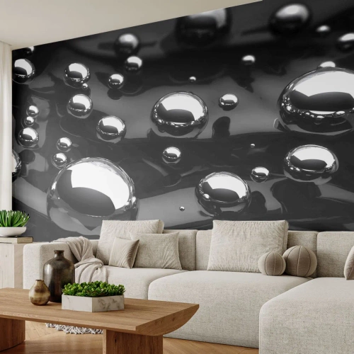 Fotomural Standard Eco - De las negras profundidades - Abstracción, Bolas cromadas, 3D - 500x350 cm
