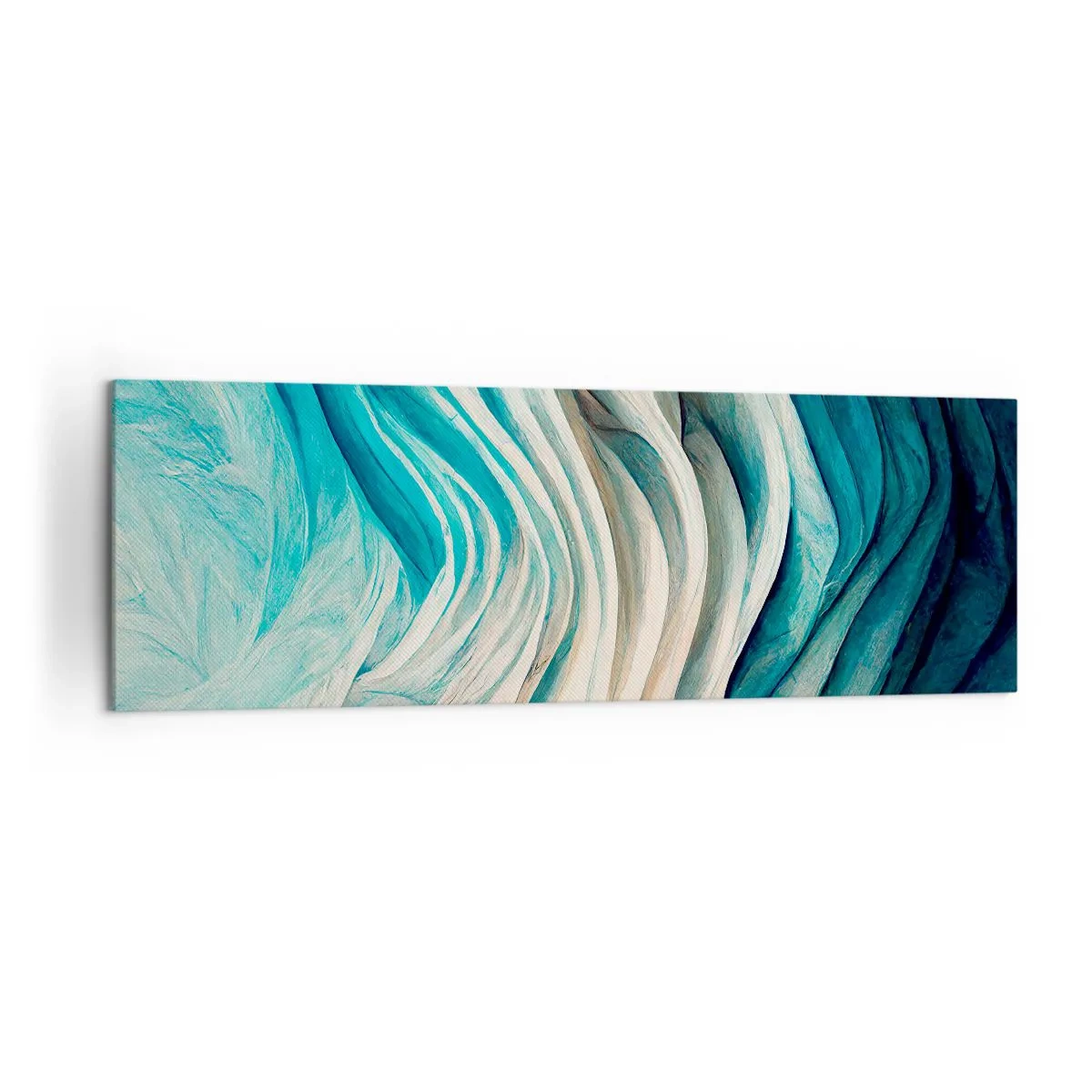 Cuadro sobre lienzo - Impresión de Imagen - Ondas dinámicas en tonos azules y blancos. - 160x50cm - Azul insaciable - Decoración de pared moderna para salón y dormitorio ARTTOR