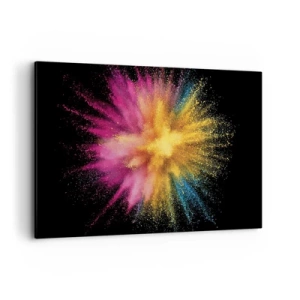Cuadro sobre lienzo - Impresión de Imagen - Explosión de polvo colorido sobre un fondo negro - 120x80cm - El nacimiento de los colores - Decoración de pared moderna para salón y dormitorio ARTTOR