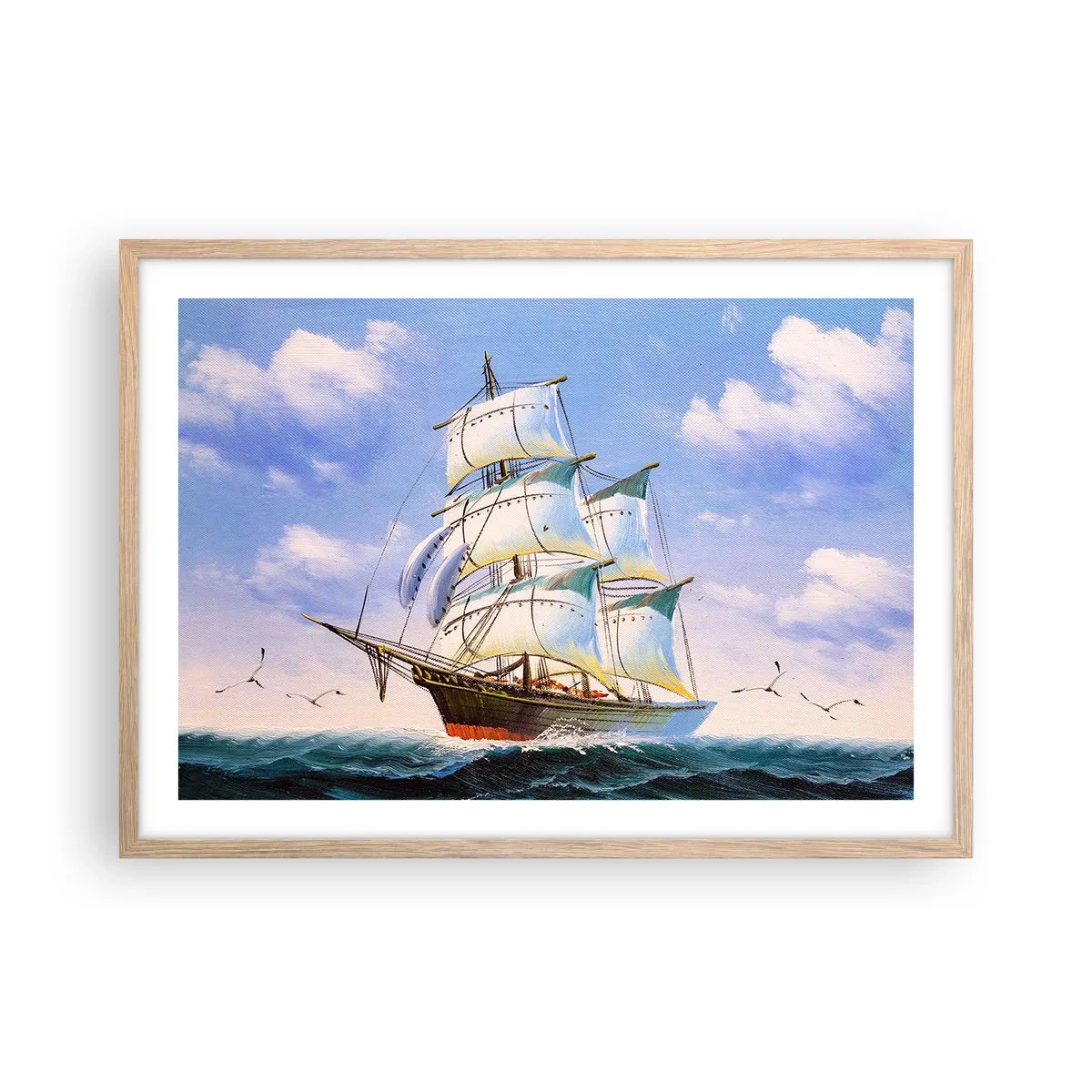 Póster en marco roble claro - Orgulloso con el viento - 70x50 cm