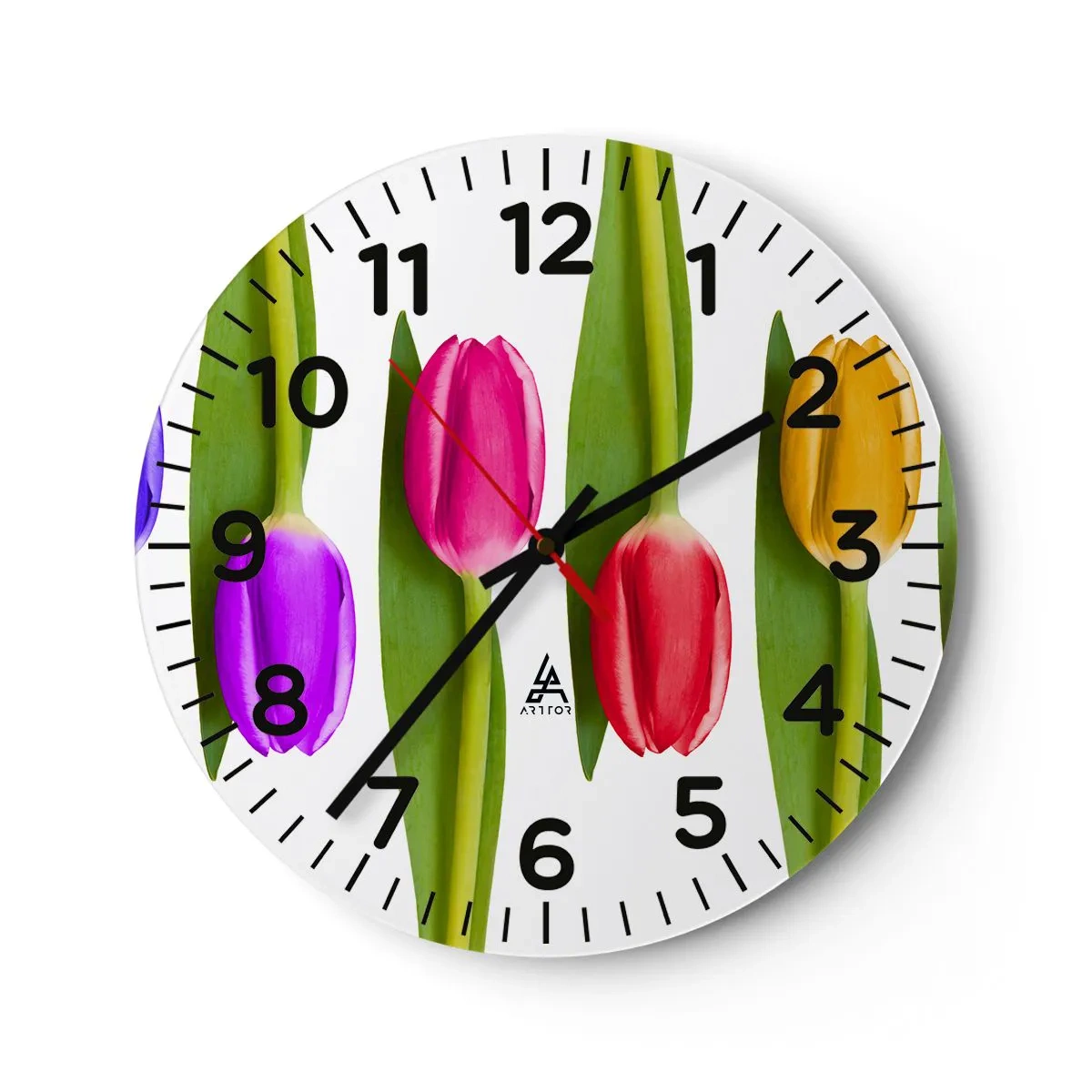 Reloj de pared - Reloj de vidrio - Composición del arco iris - 40x40 cm