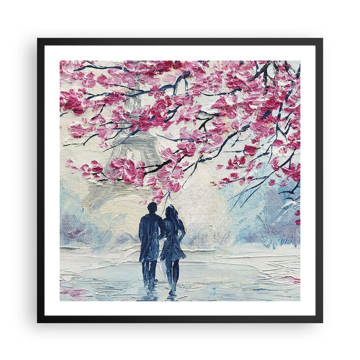 Póster en marco negro - Un paseo romántico - 60x60 cm