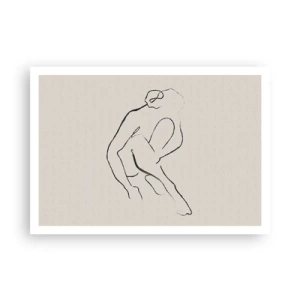 Póster - Una silueta minimalista en negro sobre un fondo claro. - 100x70cm - Boceto íntimo - Decoración de pared moderna para salón y dormitorio ARTTOR