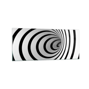 Cuadro sobre vidrio - Impresiones sobre Vidrio - Una espiral en blanco y negro que crea un efecto hipnótico. - 120x50cm - ¿Tampoco puedes resistirte? - Decoración de pared moderna para salón y dormitorio ARTTOR