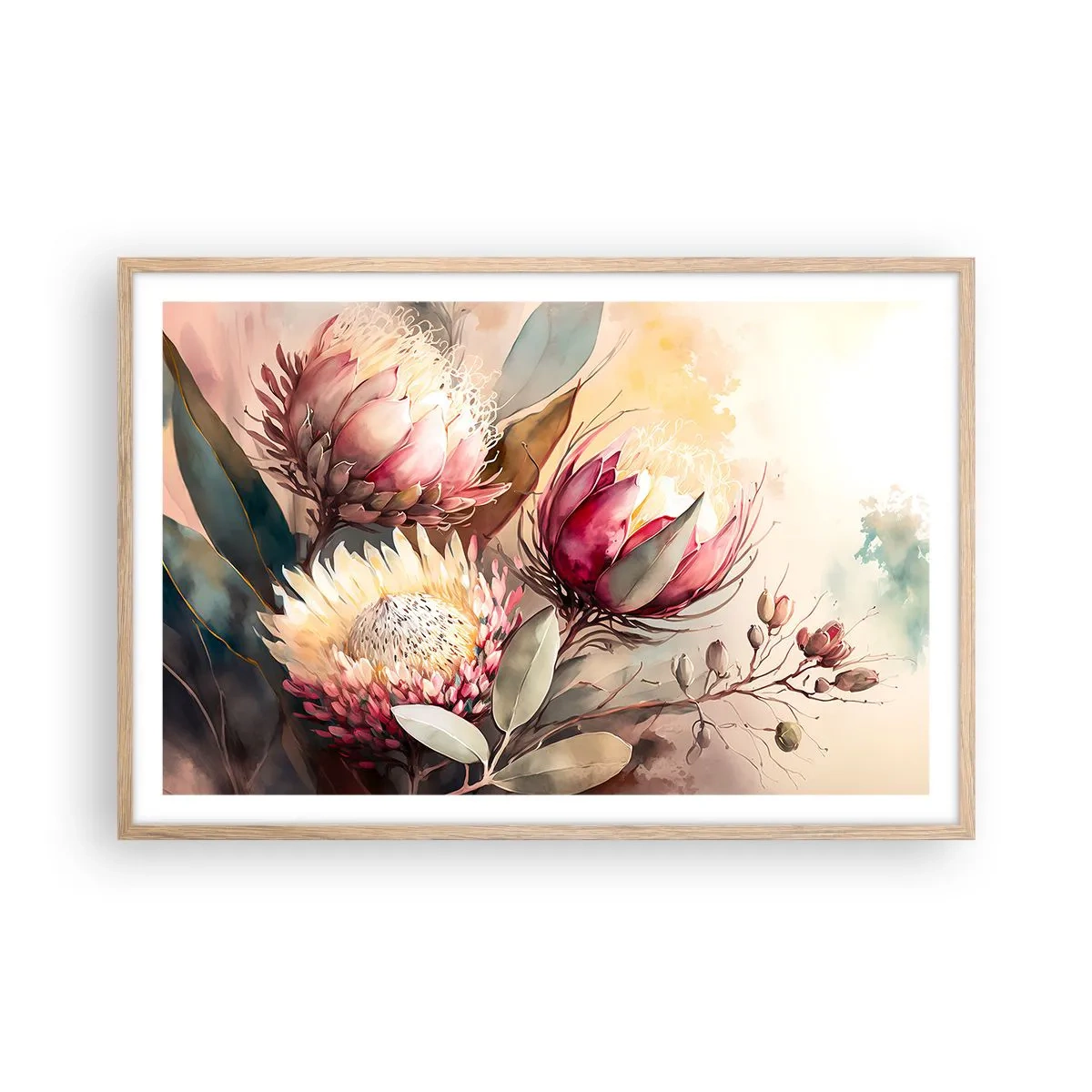 Póster en marco roble claro - De perfil y de frente - 91x61 cm